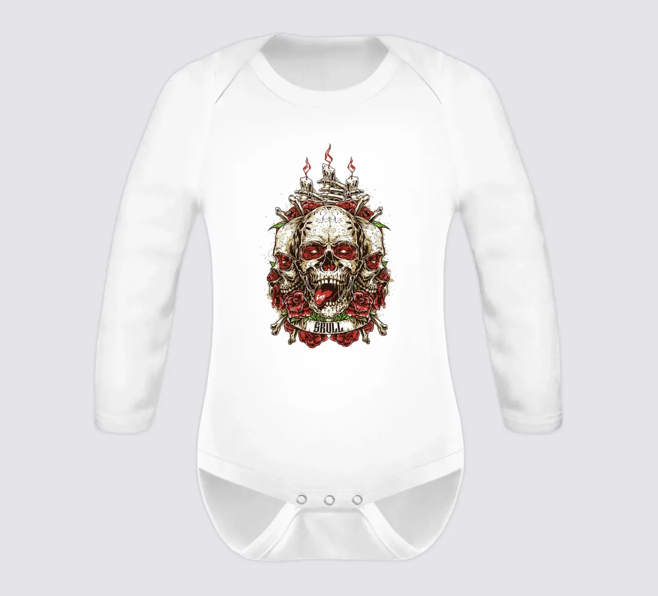 Skull Head Art Design long-sleeve baby romper by nirwanaart