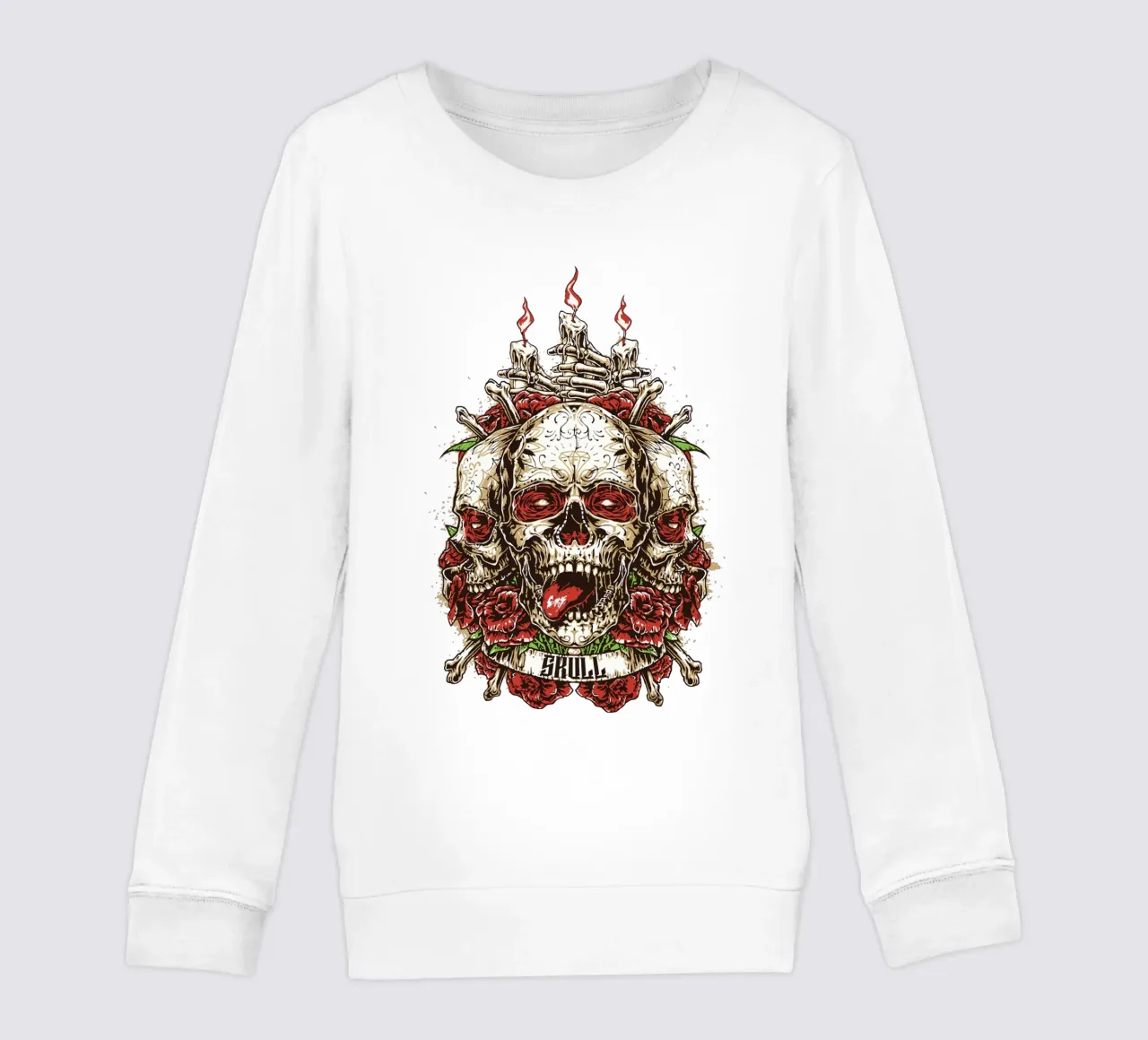 Skull Head Art Design kids sweatshirt by nirwanaart