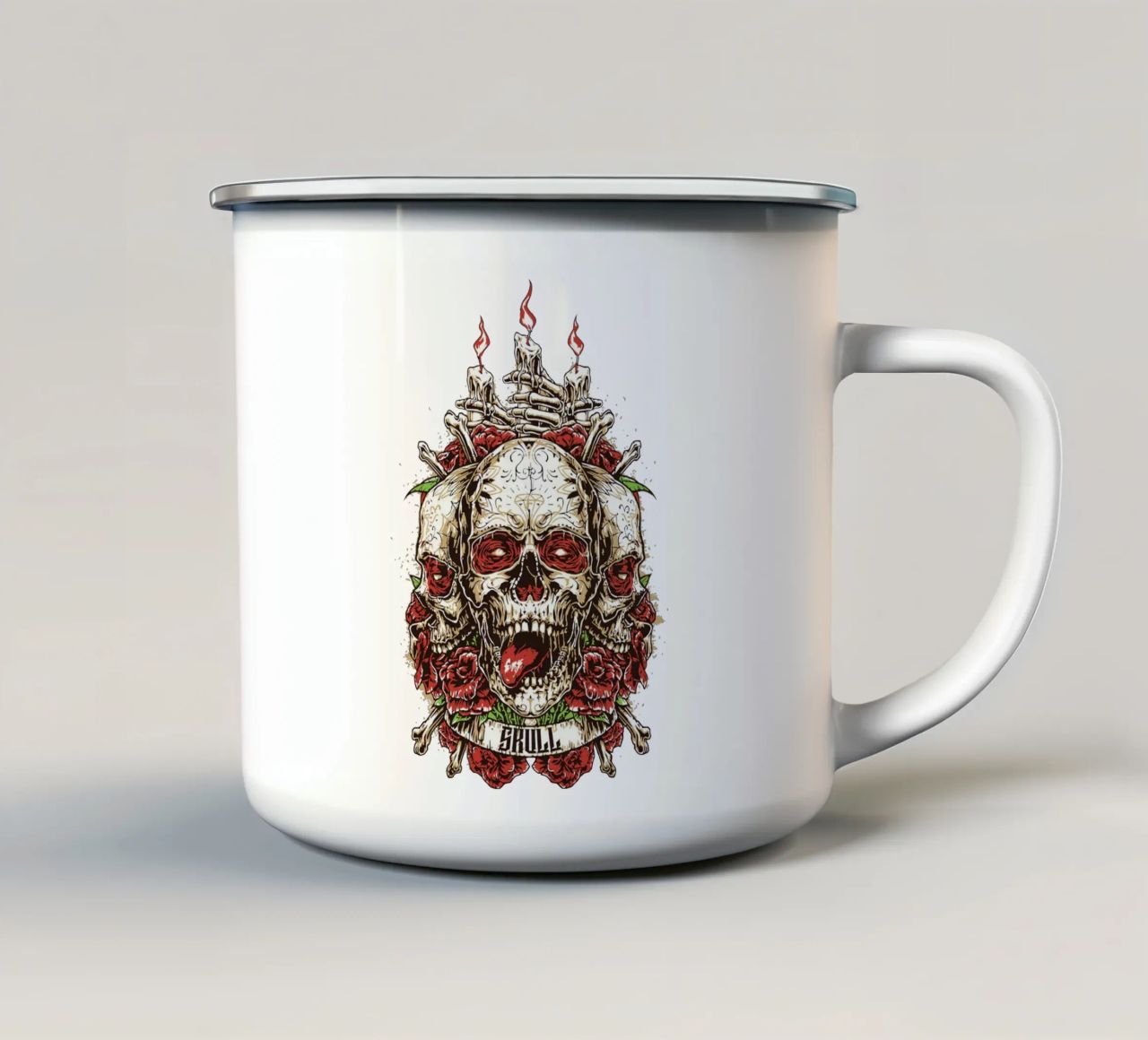 Testa di teschio Art Design tazza in smalto da nirwanaart