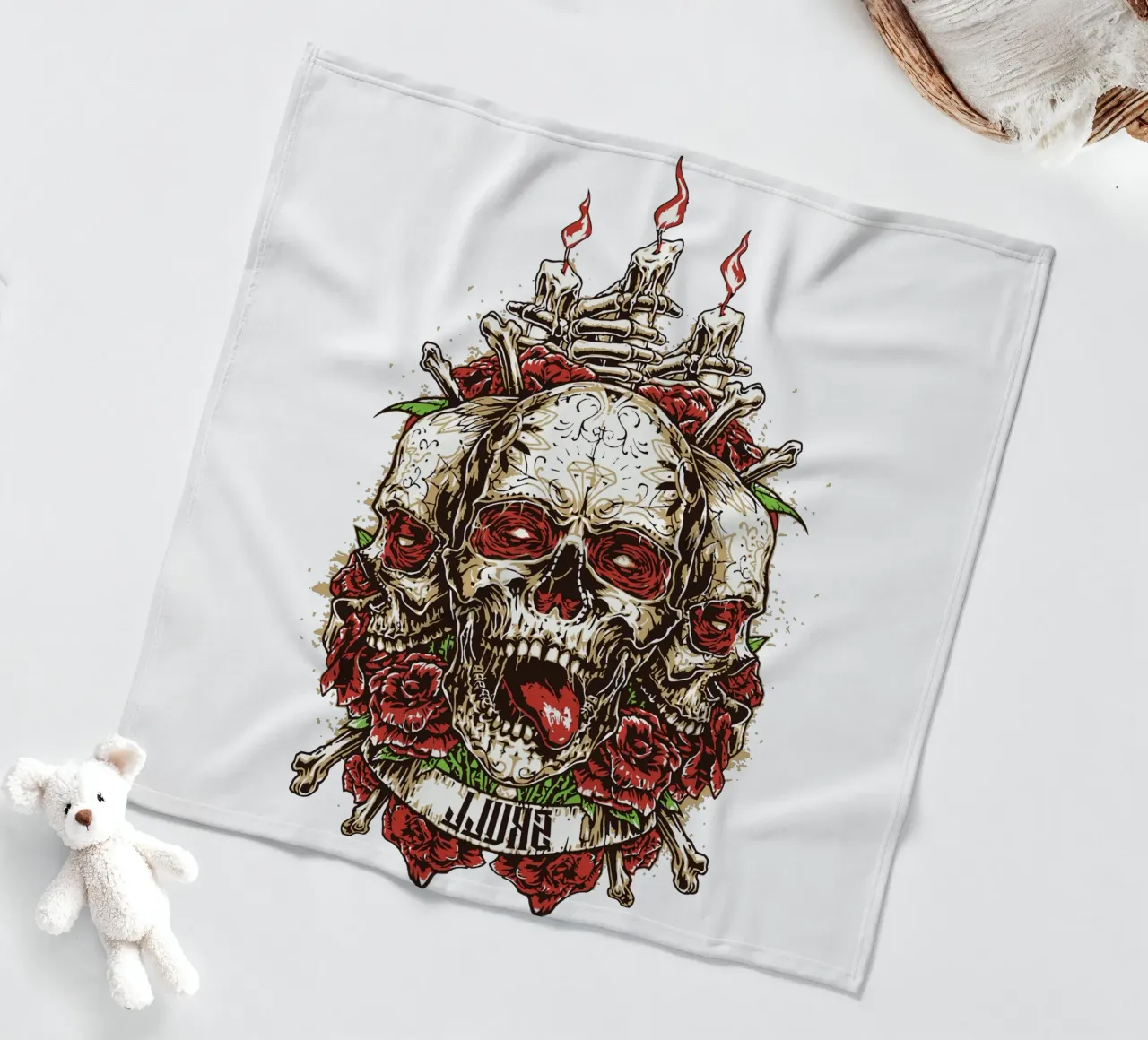 Schädel Kopf Kunst Design Fleecedecke von nirwanaart