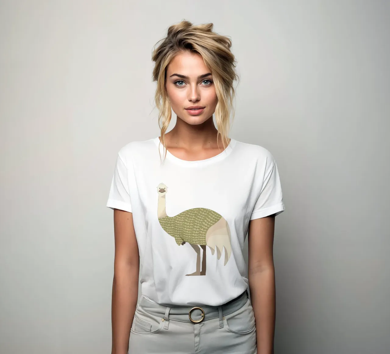Whimsical Emu women's fitted t-shirt by The Printed Sparrow