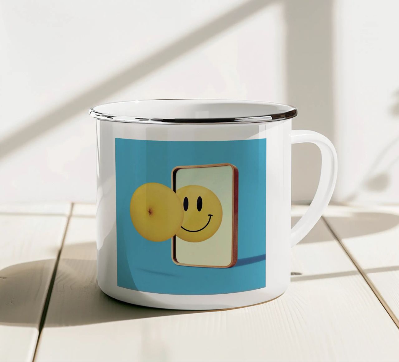 Smiley from Behind Emaille Tasse von suckertom
