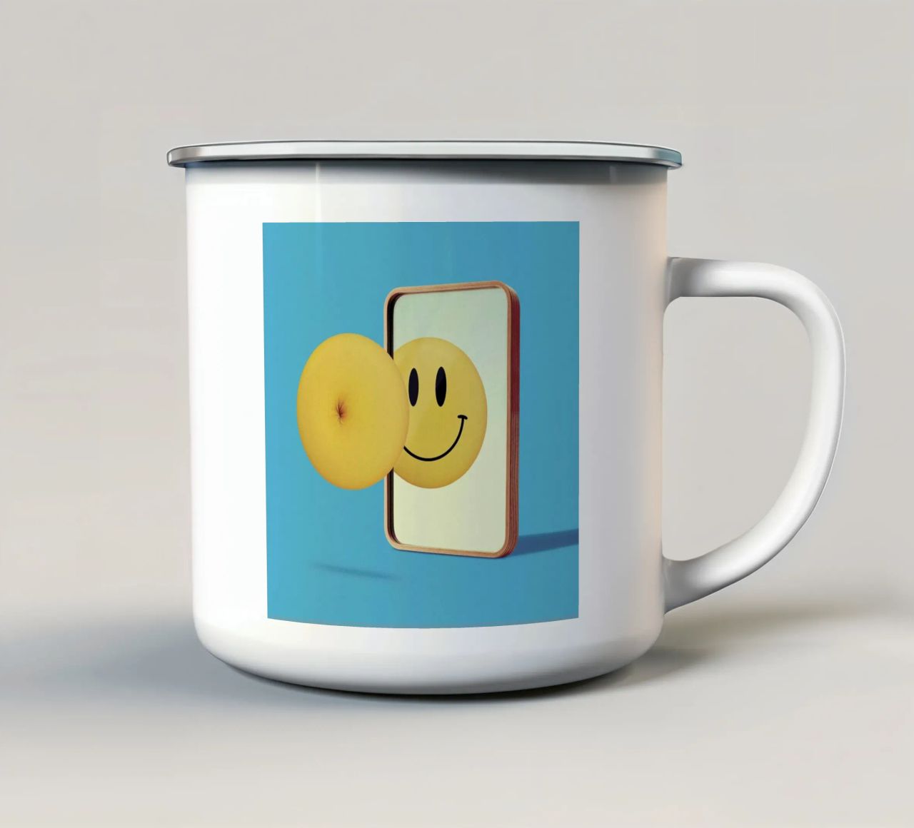 Smiley from Behind Emaille Tasse von suckertom