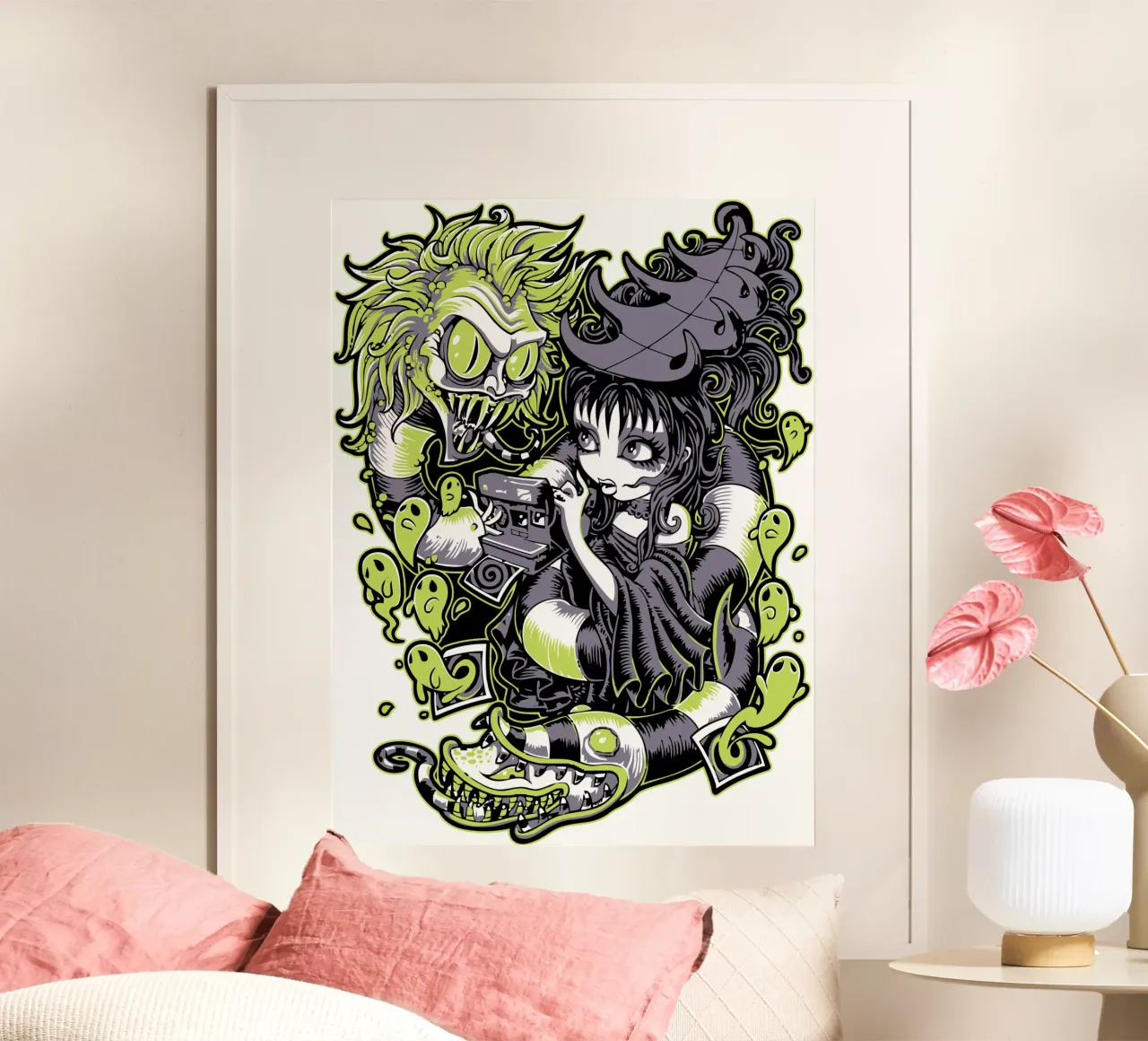 Design dell'arte delle streghe poster con telaio in plastica da nirwanaart
