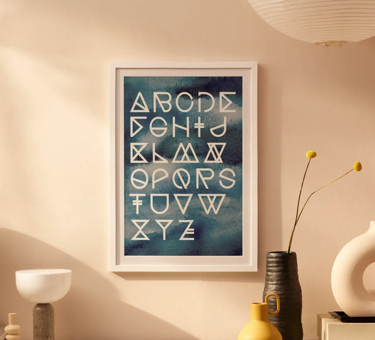 Geometrical ABC - Ink Aquarelle poster con telaio in alluminio da Studio Nahili