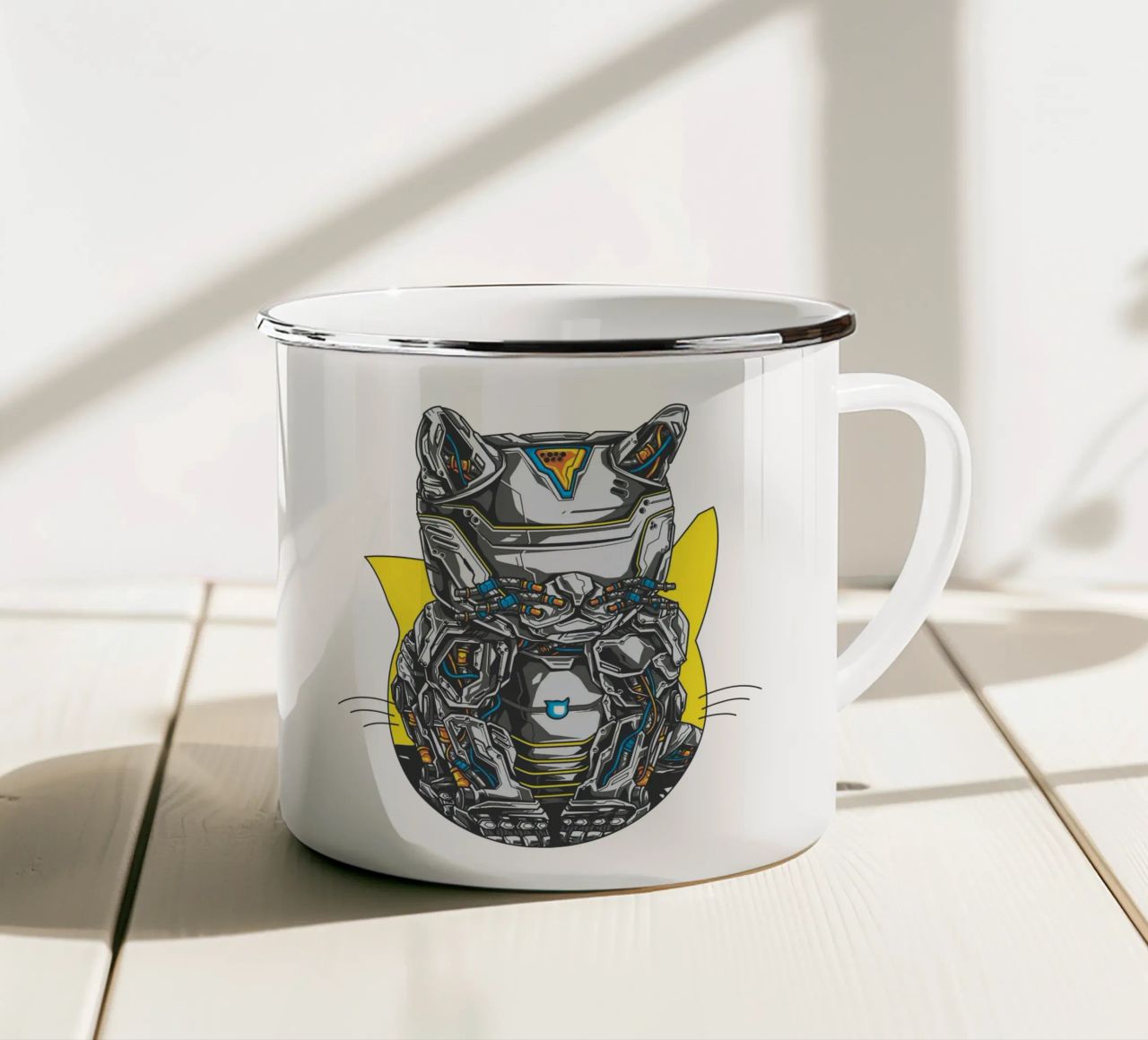 Robo Cat Art Design tazza in smalto da nirwanaart