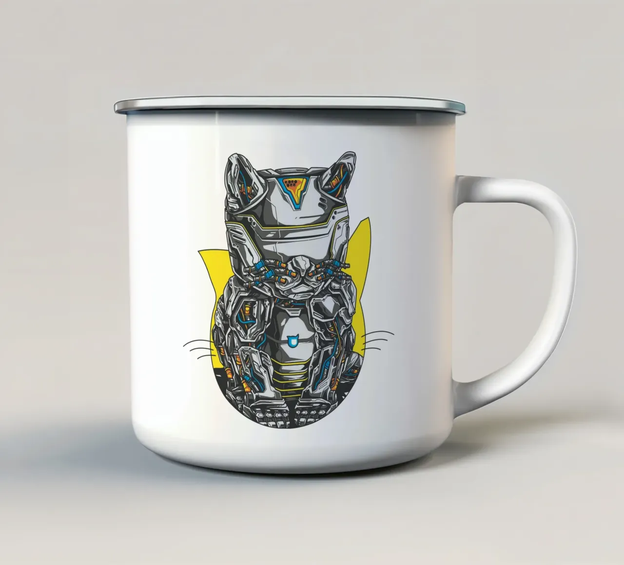 Robo Cat Kunstontwerp emaille mok van nirwanaart