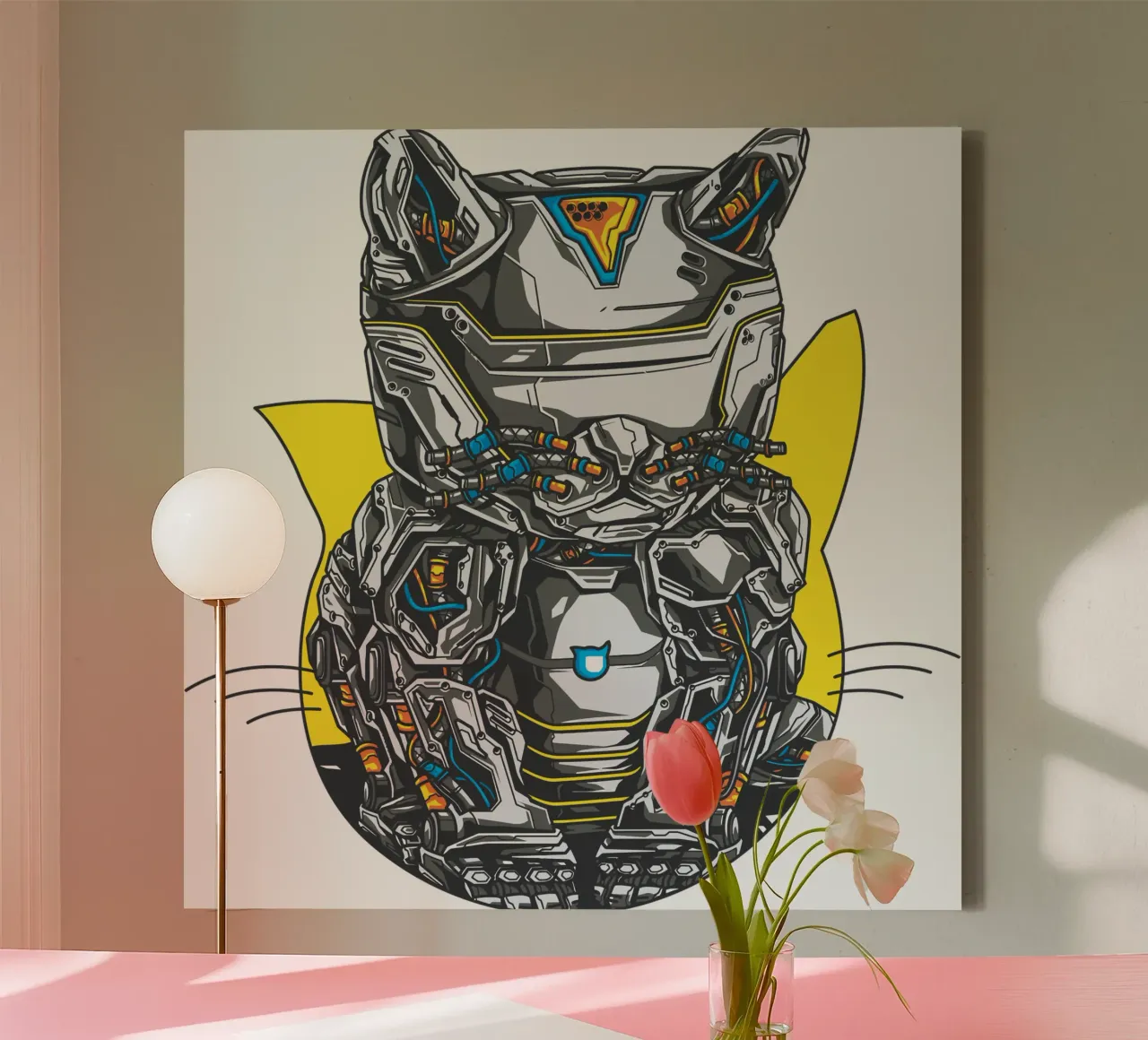 Robo Cat Kunstontwerp canvas van nirwanaart