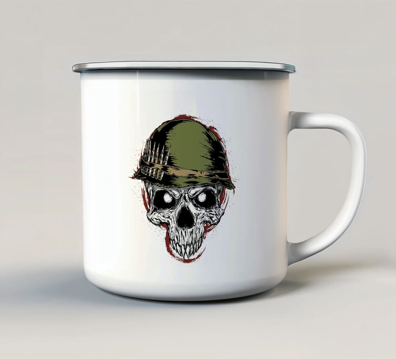 Testa di soldato Cranio Art Design tazza in smalto da nirwanaart