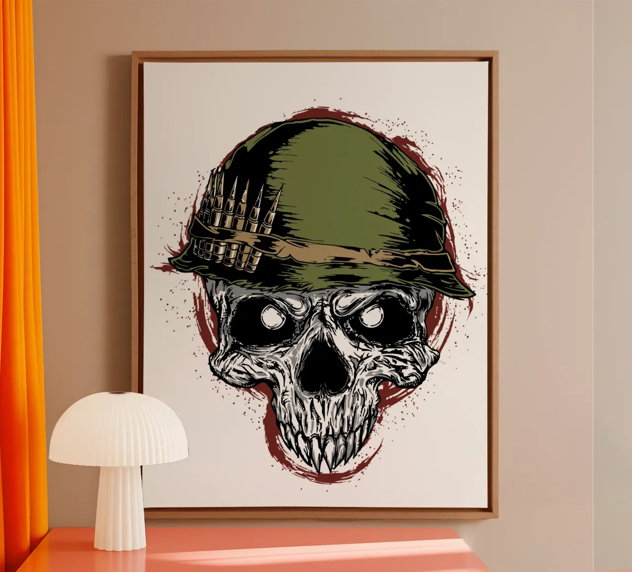 Testa di soldato Cranio Art Design tela con Cornice a cassetta da nirwanaart