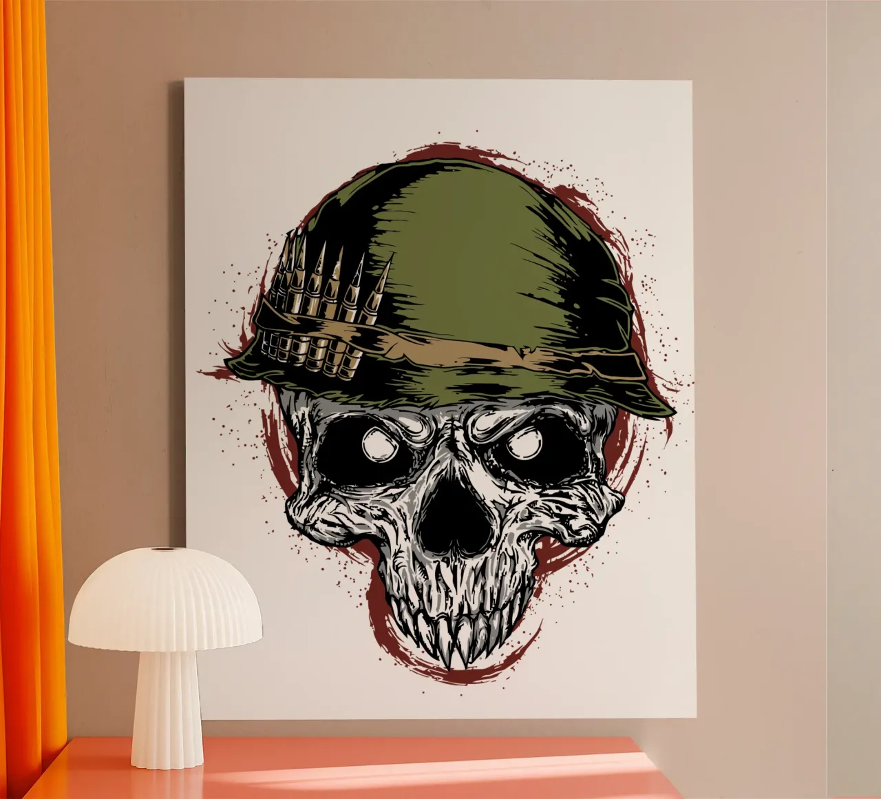 Testa di soldato Cranio Art Design tela con Cornice a cassetta da nirwanaart