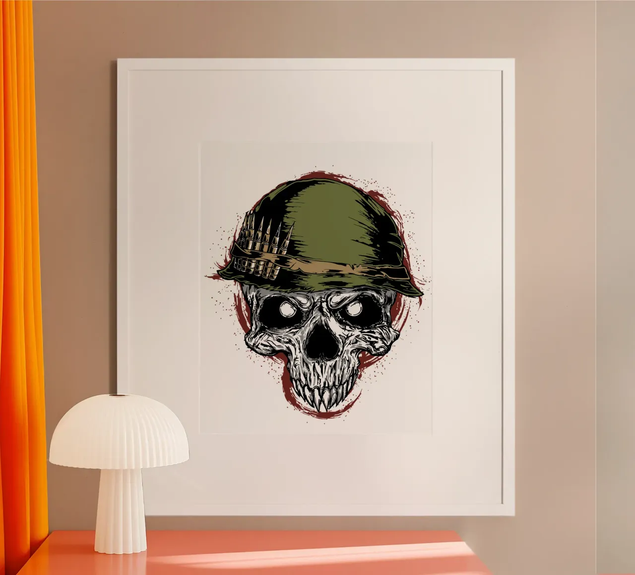 Testa di soldato Cranio Art Design poster con telaio in legno da nirwanaart