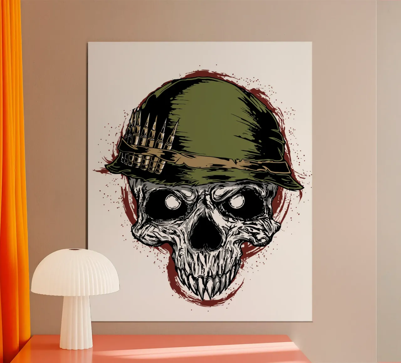 Testa di soldato Cranio Art Design poster con telaio in legno da nirwanaart