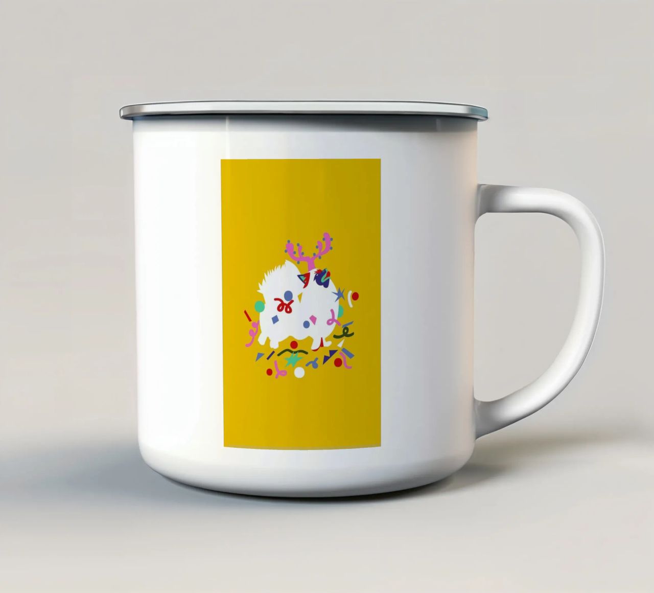 Xmas Pom Pom tazza in smalto da Mariery Young