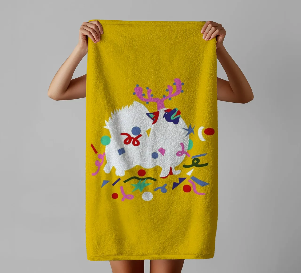 Xmas Pom Pom towel by Mariery Young