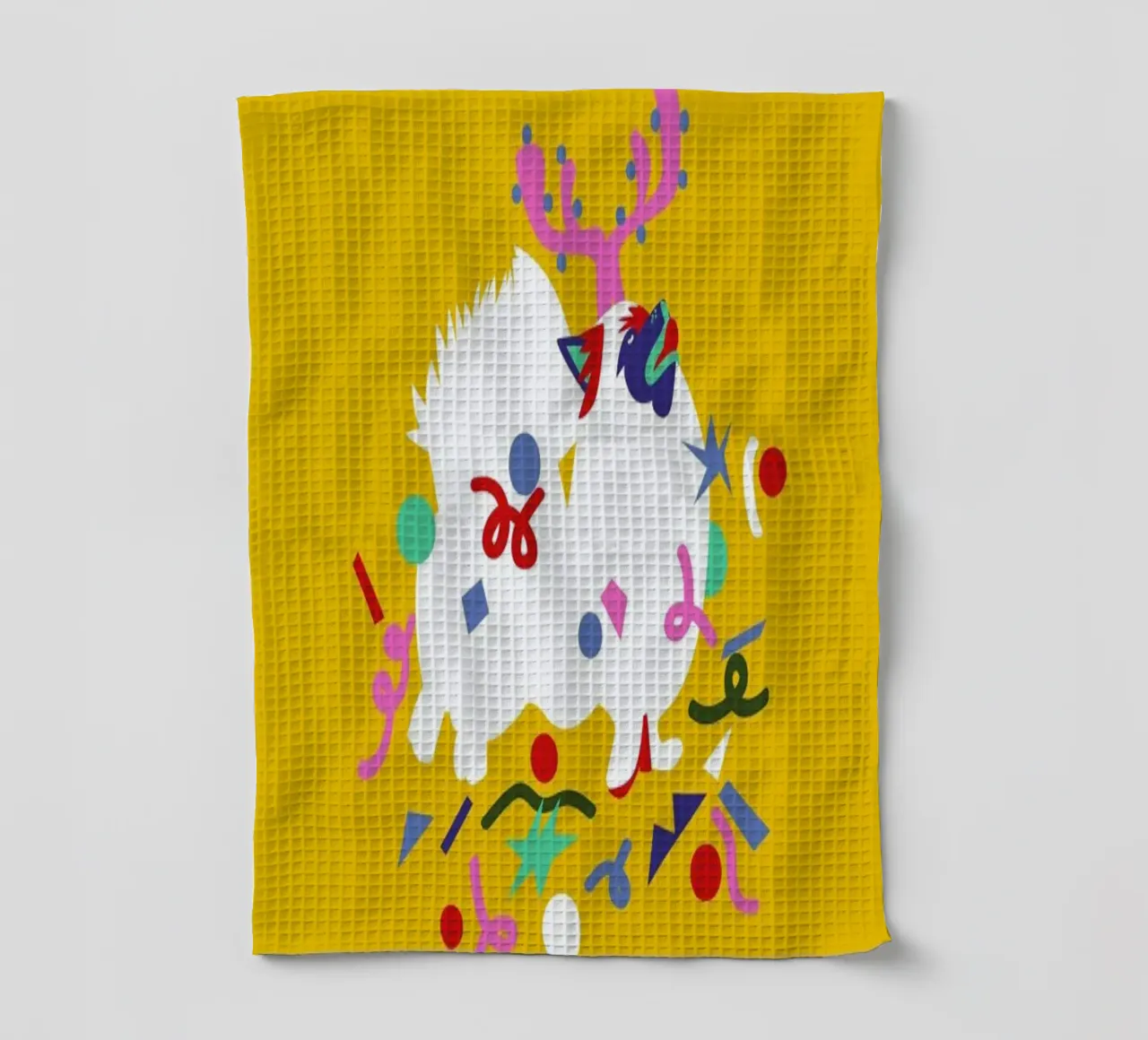 Xmas Pom Pom tea towel by Mariery Young