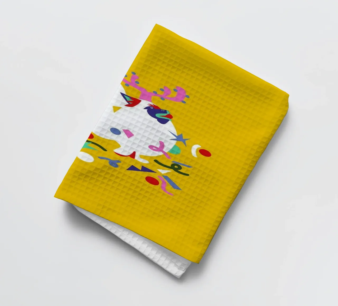 Xmas Pom Pom tea towel by Mariery Young