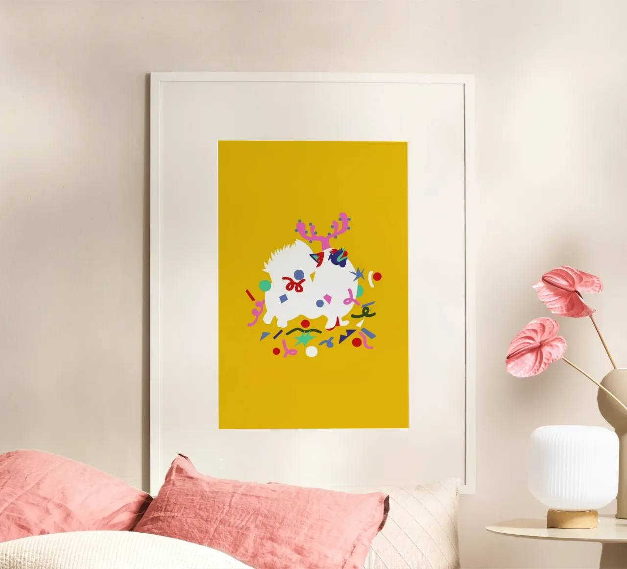 Xmas Pom Pom poster con telaio in alluminio da Mariery Young