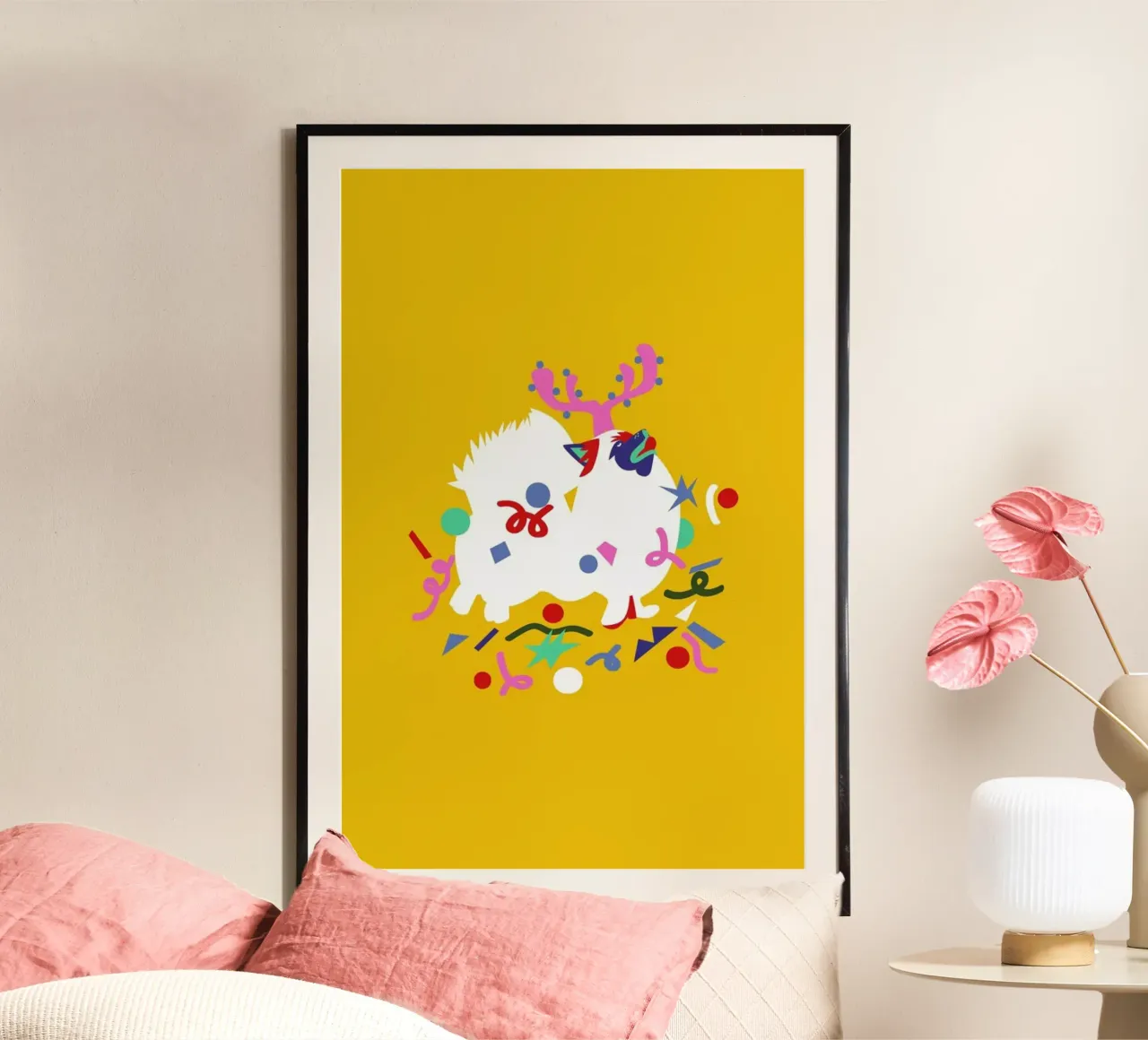 Xmas Pom Pom poster con telaio in alluminio da Mariery Young