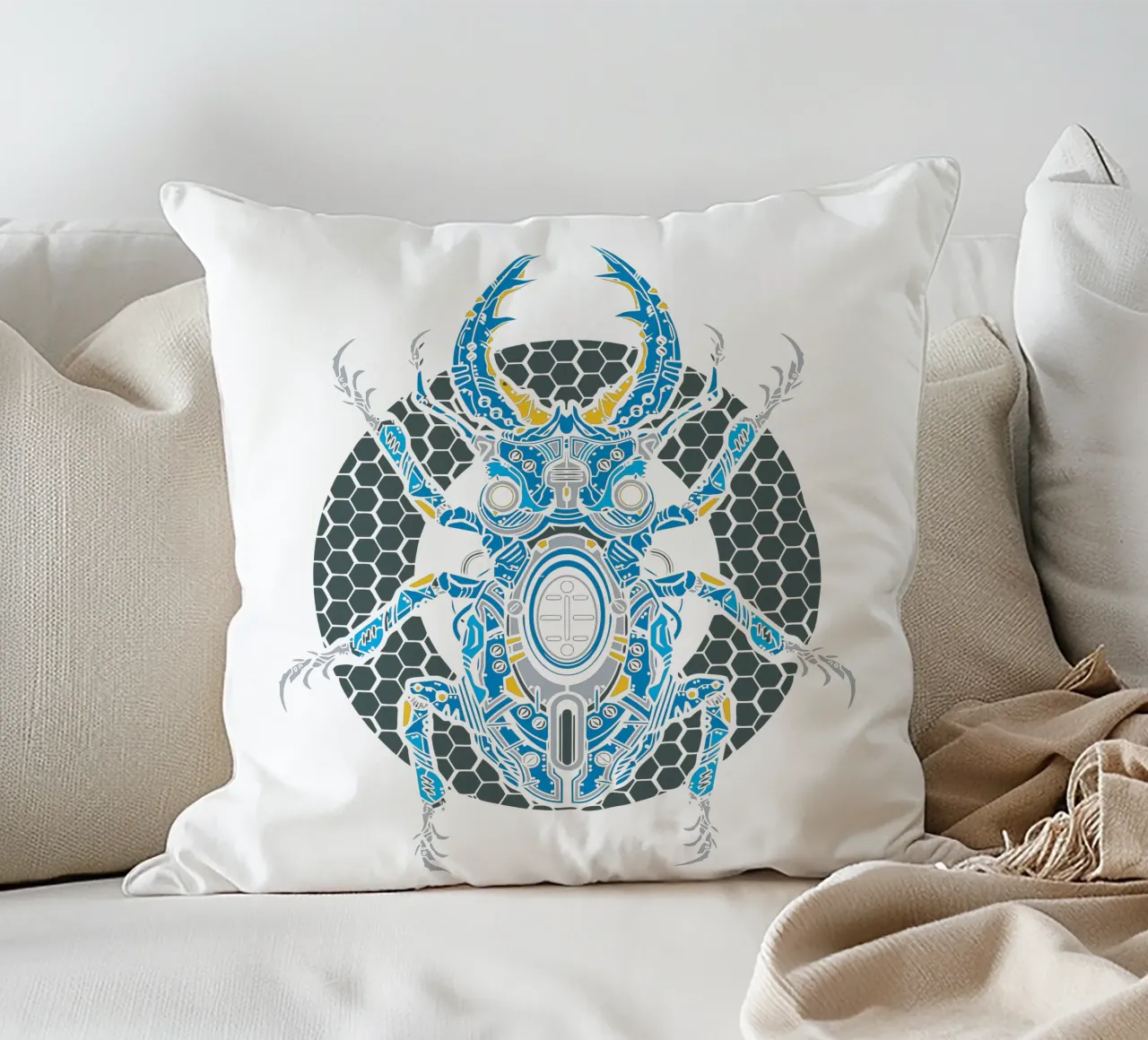 insects Robotic Art Design decorative cushion by nirwanaart