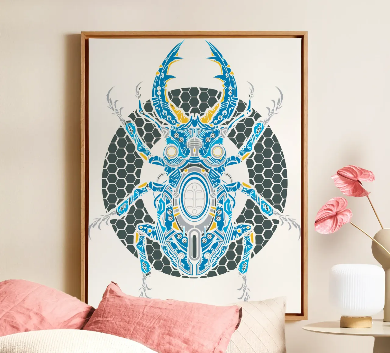 insecten robotkunst ontwerp canvas met Baklijst van nirwanaart