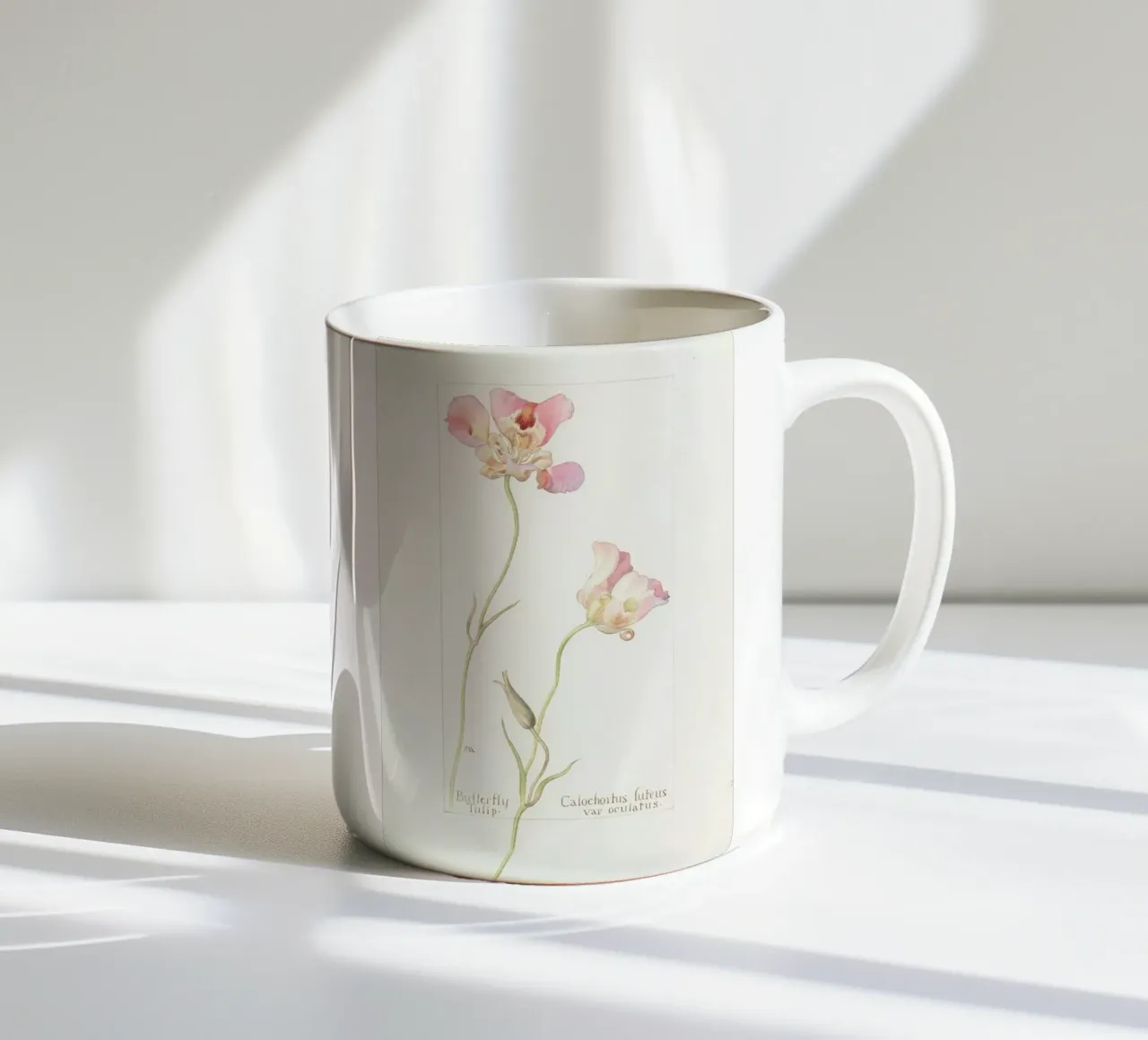 Butterfly Tulip Calochorus Luteus var Oculatus tazza in ceramica da Artokoloro Quint Lox Ltd