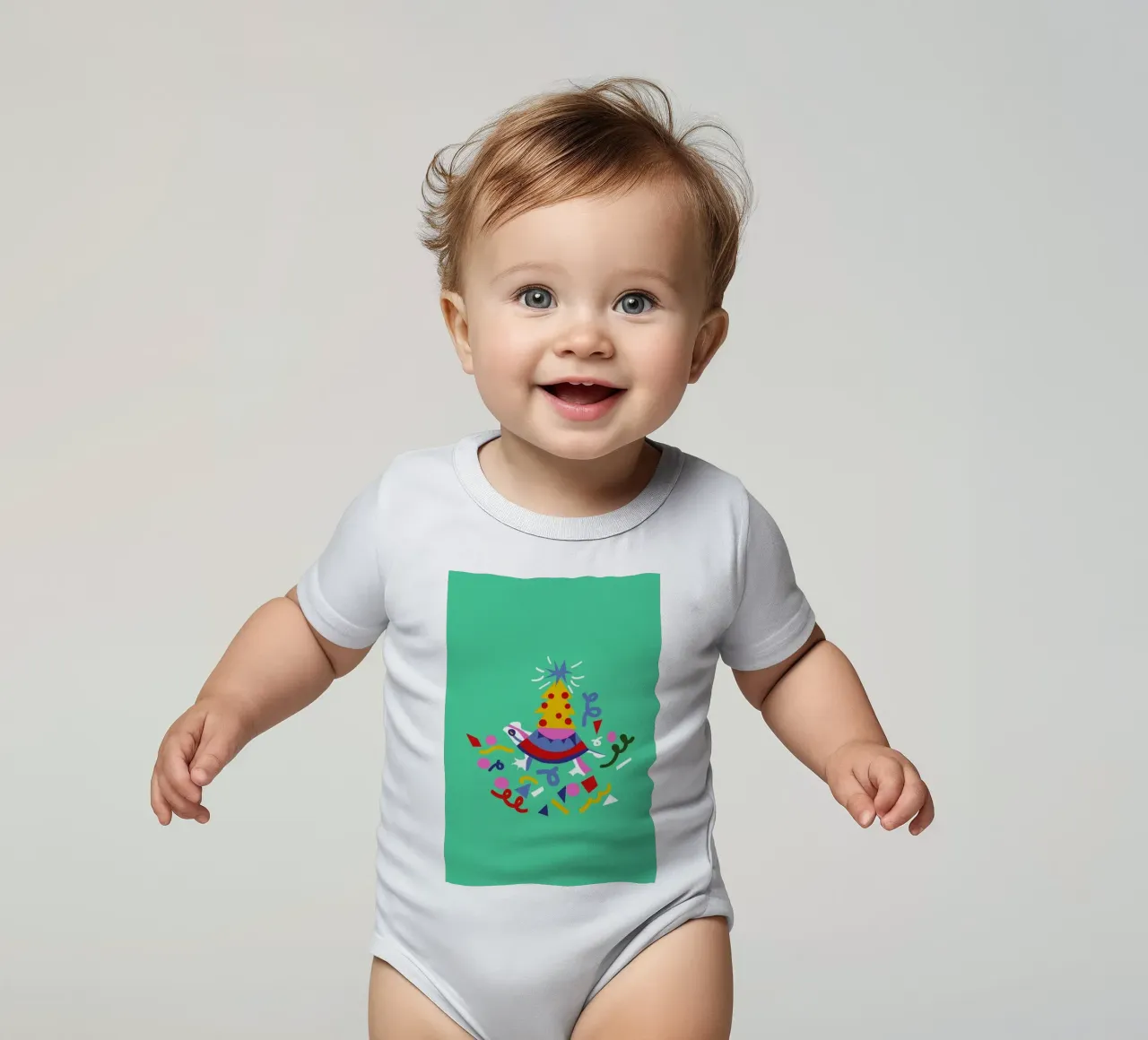 Turtle on Christmas body neonato maniche corte da Mariery Young