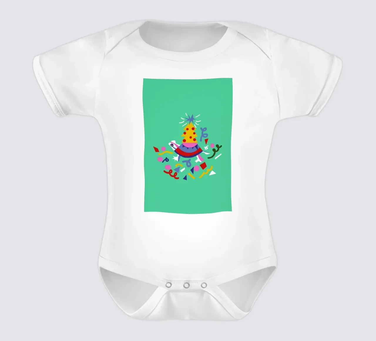 Turtle on Christmas body neonato maniche corte da Mariery Young