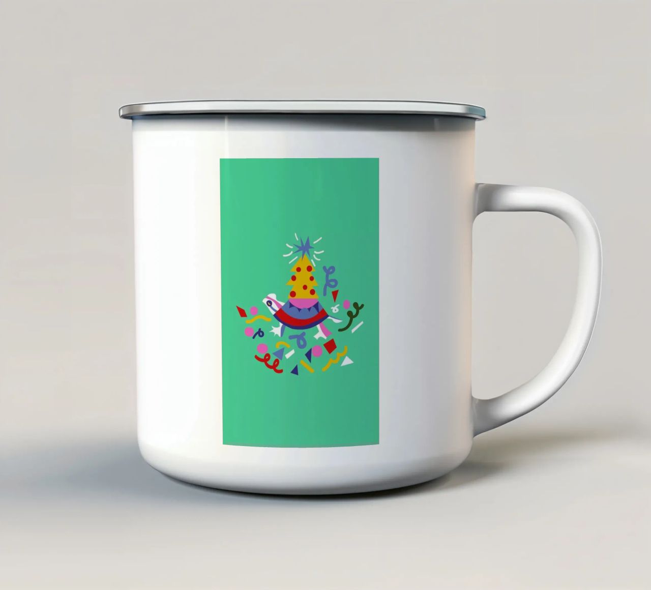 Turtle on Christmas tazza in smalto da Mariery Young