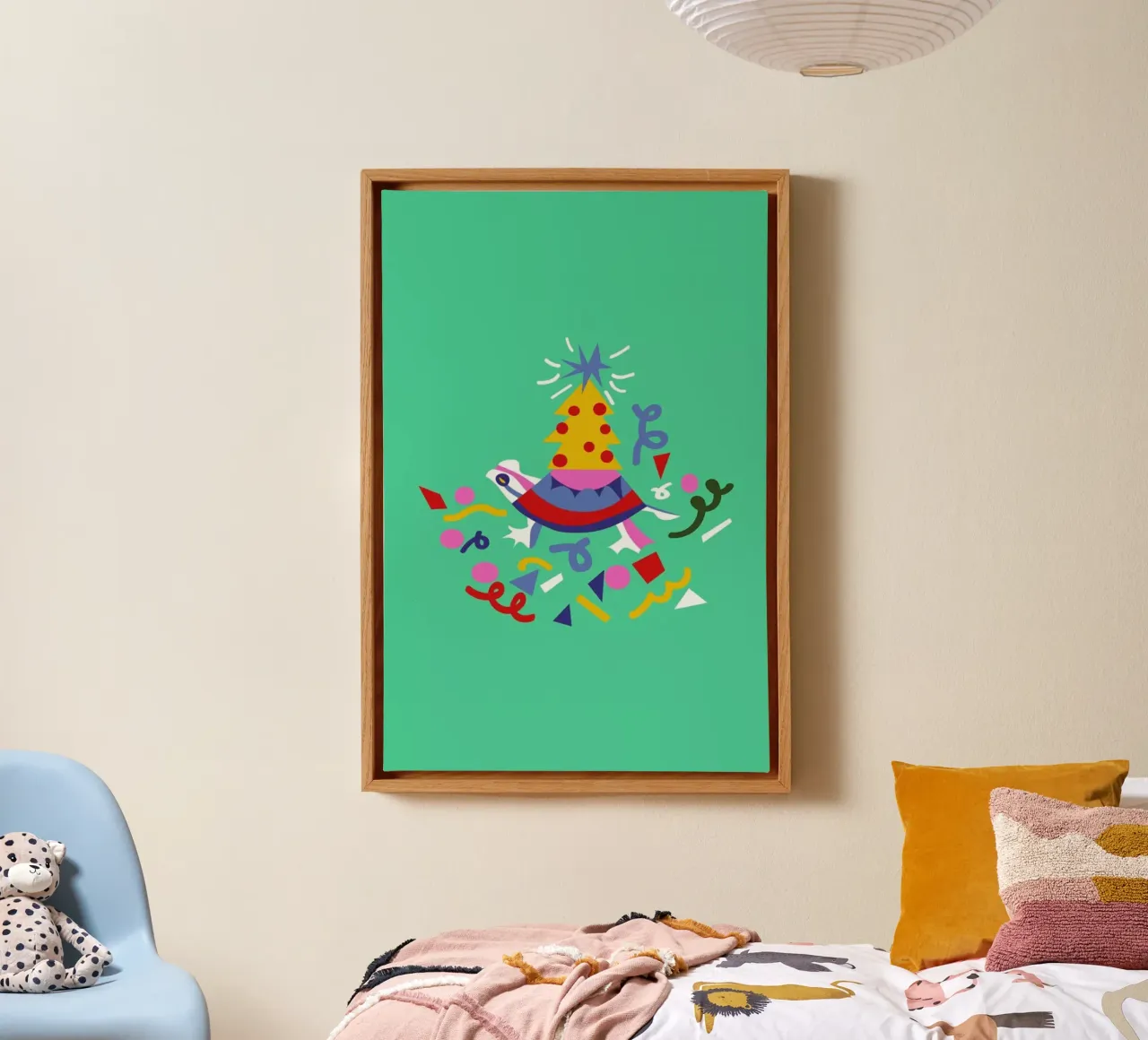 Turtle on Christmas tela con Cornice a cassetta da Mariery Young