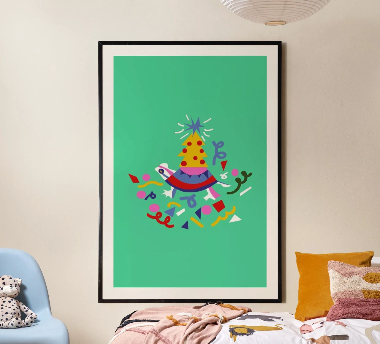 Turtle on Christmas poster by Mariery Young