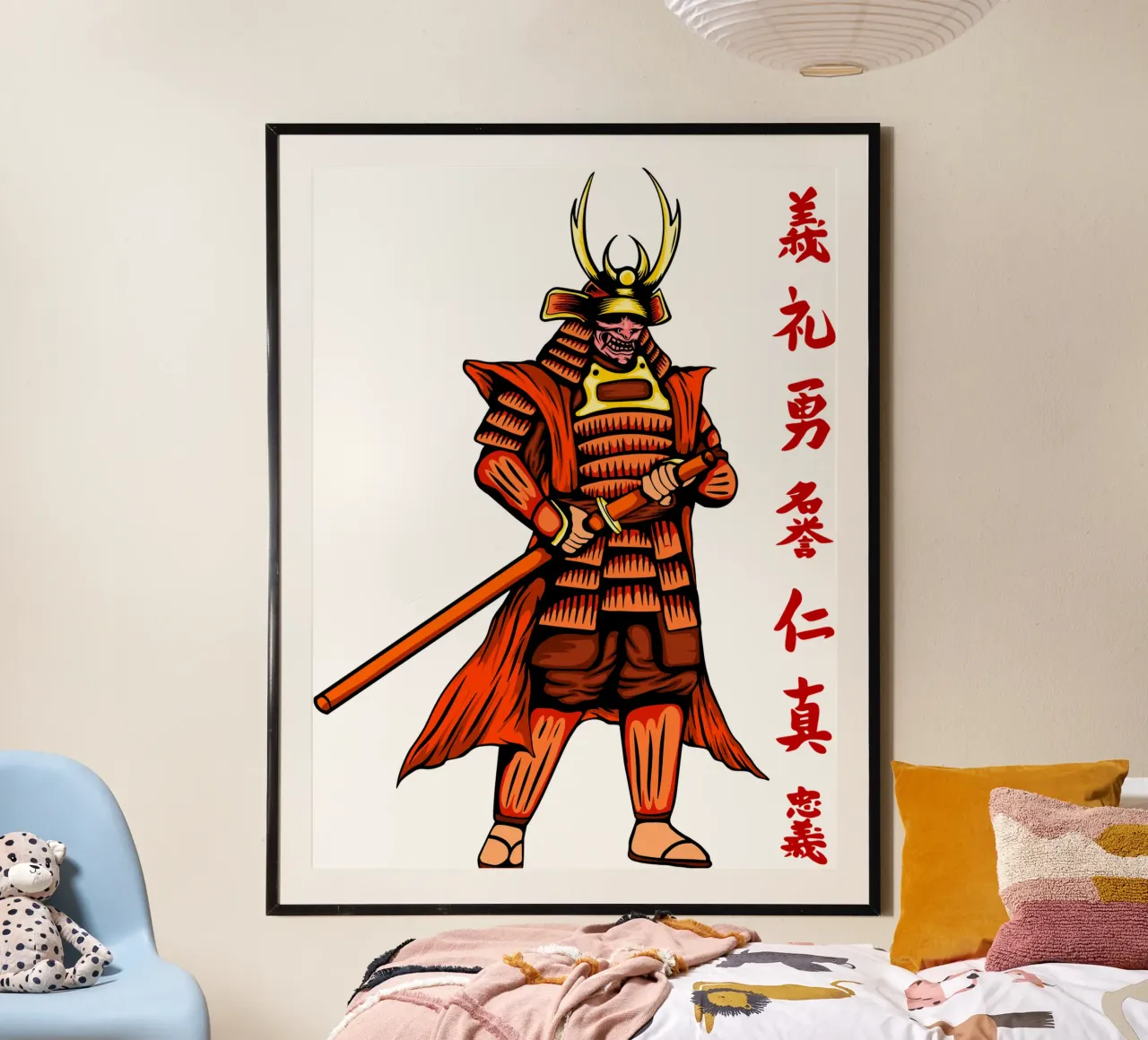 Arte giapponese dei samurai poster con telaio in plastica da nirwanaart