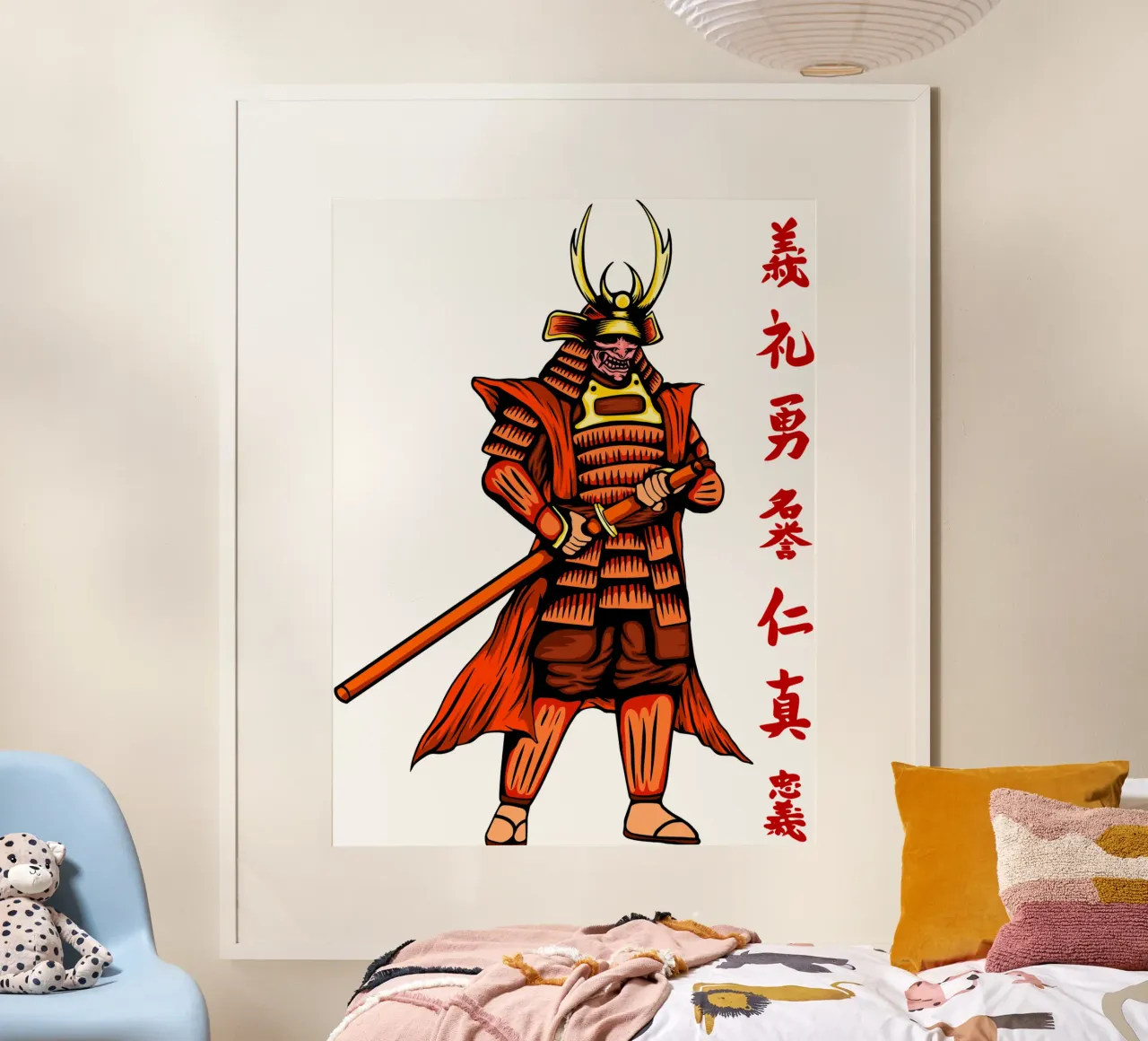 Arte giapponese dei samurai poster con telaio in plastica da nirwanaart