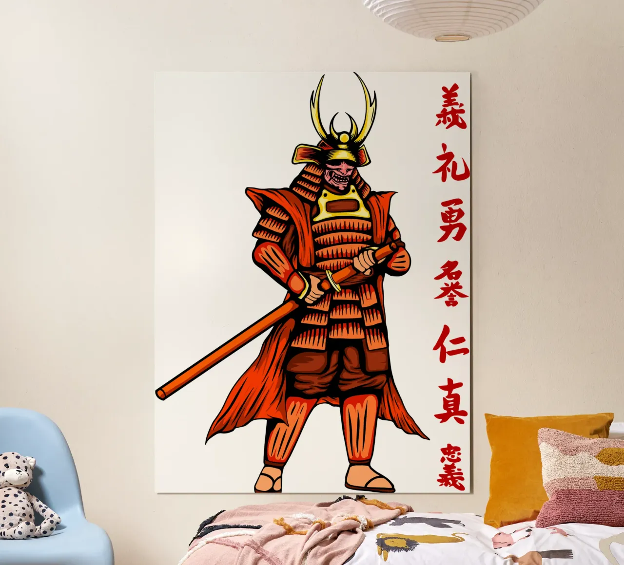Arte giapponese dei samurai poster con telaio in plastica da nirwanaart