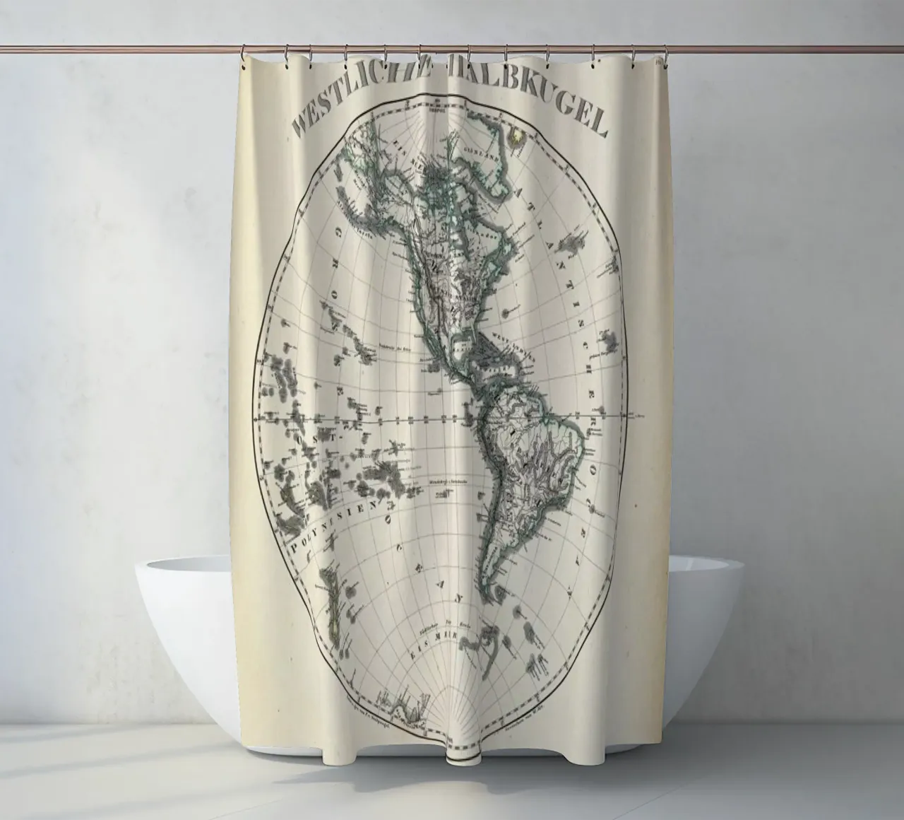 Stieler'S Map Of The Western Hemisphere tenda da doccia da Artokoloro Quint Lox Ltd