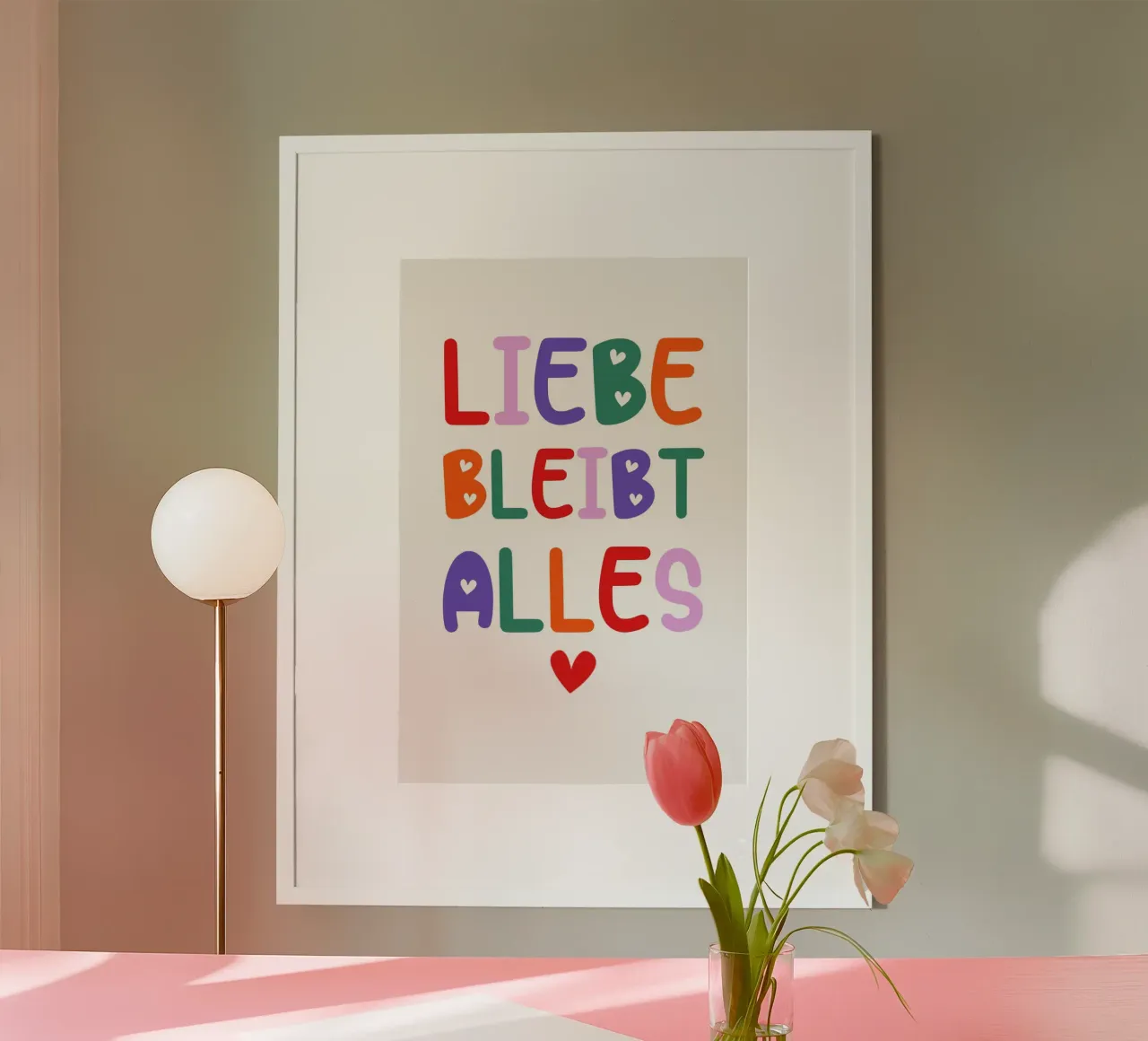 LIEBE BLEIBT ALLES poster con telaio in legno da maramirage