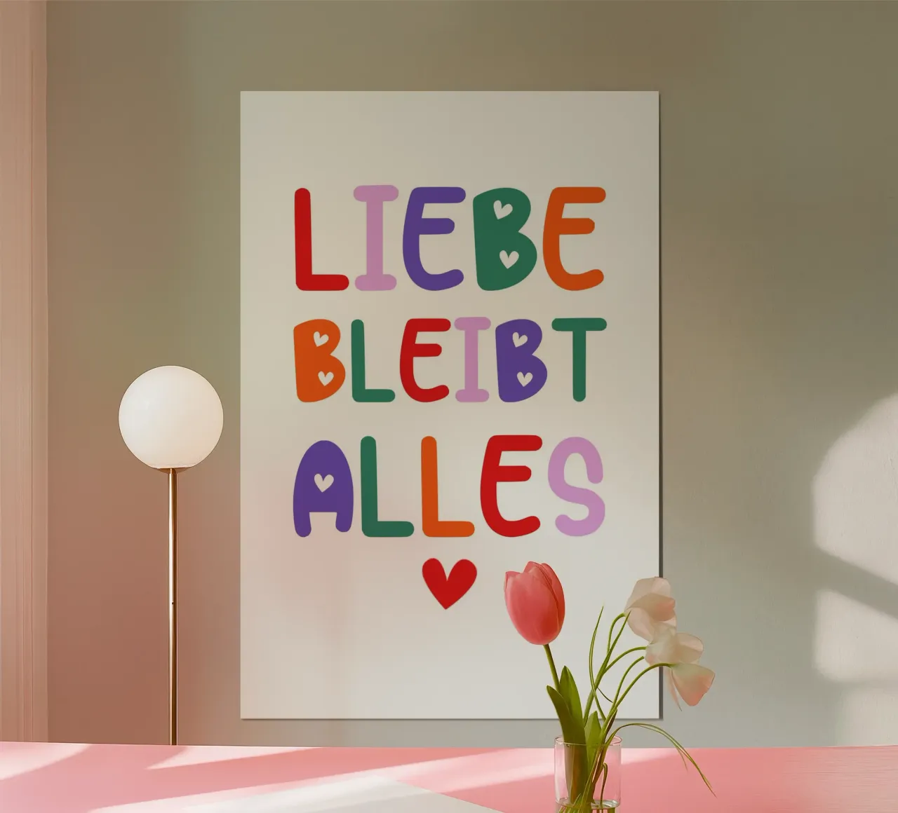 LIEBE BLEIBT ALLES poster con telaio in legno da maramirage