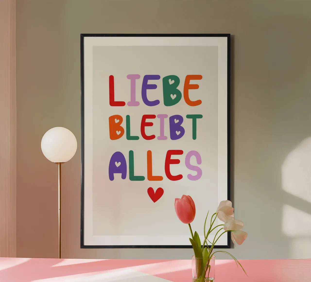 LIEBE BLEIBT ALLES poster con telaio in legno da maramirage