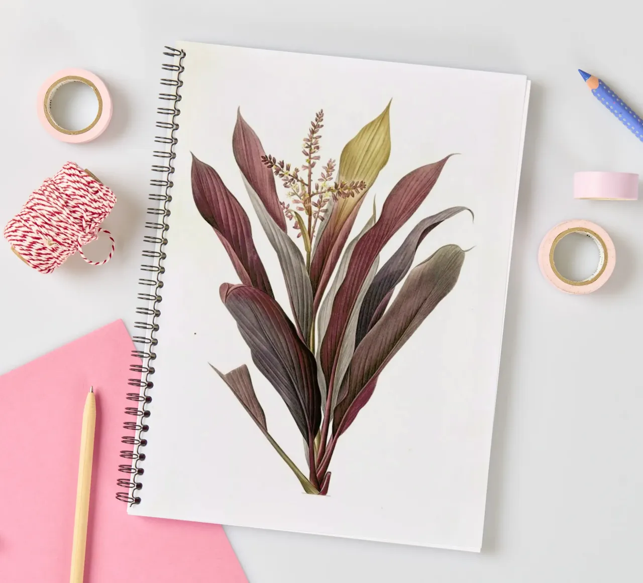 Dracoena terminalis, Dragon Lily, Good Luck Tree -Pierre Joseph spiral notebook by Artokoloro Quint Lox Ltd