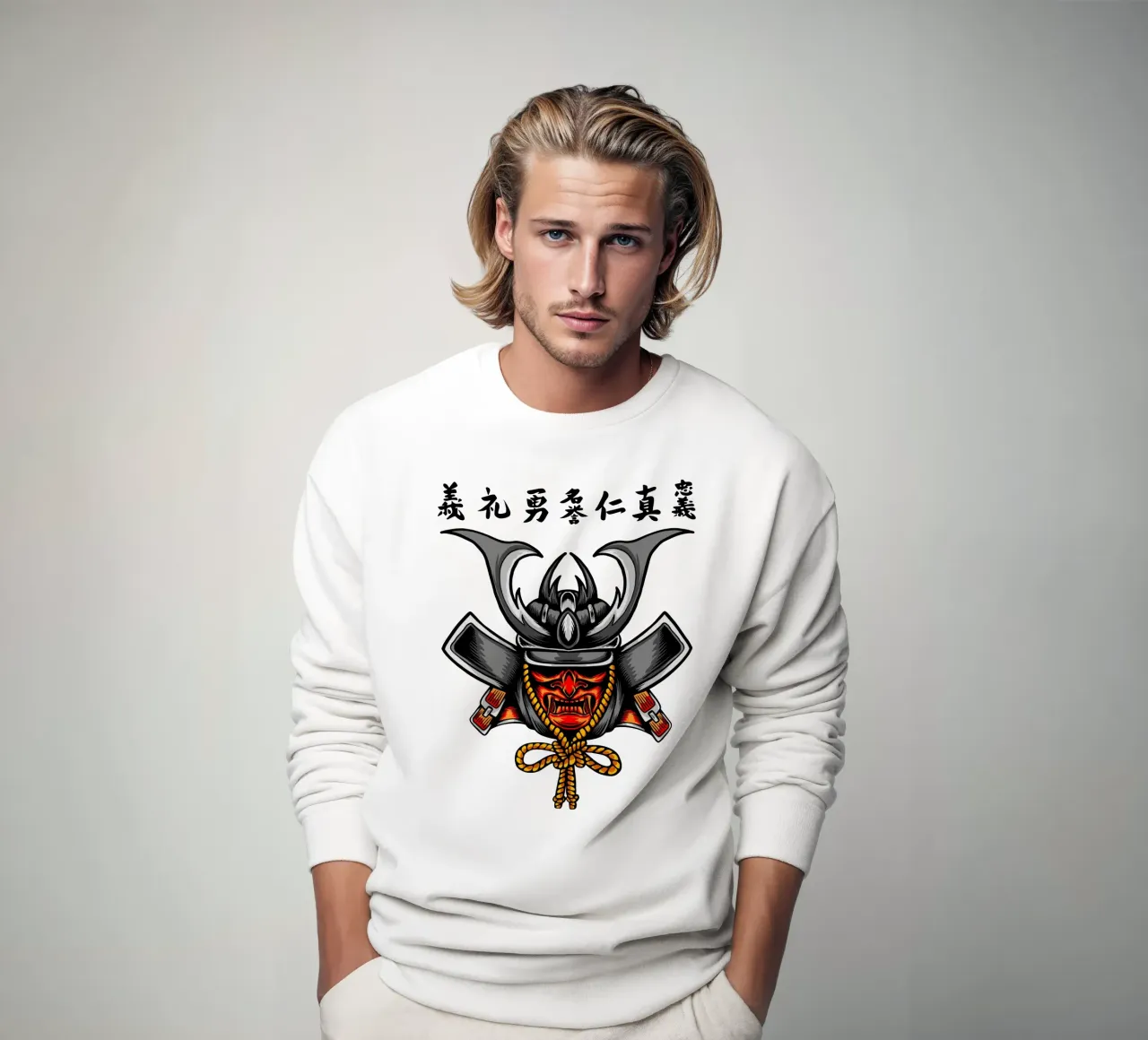 Design del volto di un samurai giapponese felpa da nirwanaart