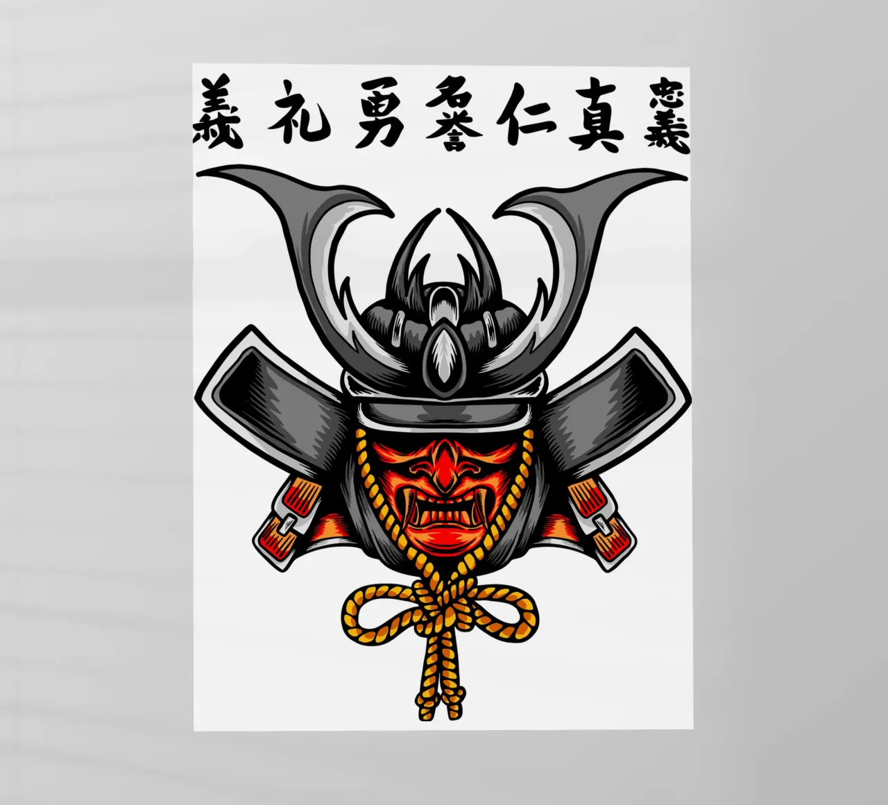 Design del volto di un samurai giapponese pellicola backlit da nirwanaart