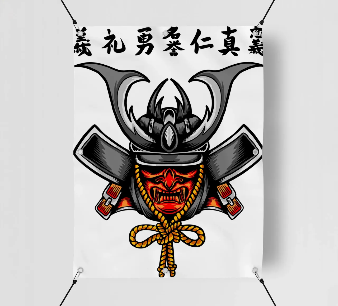 Design del volto di un samurai giapponese telo in pvc da nirwanaart