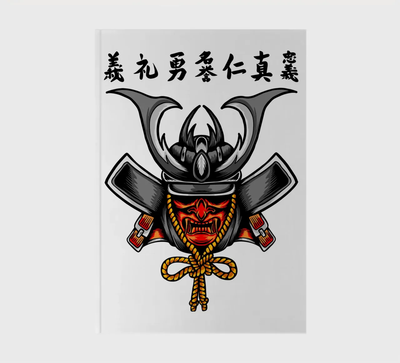 Japanese Samurai Face Art Design notebook by nirwanaart
