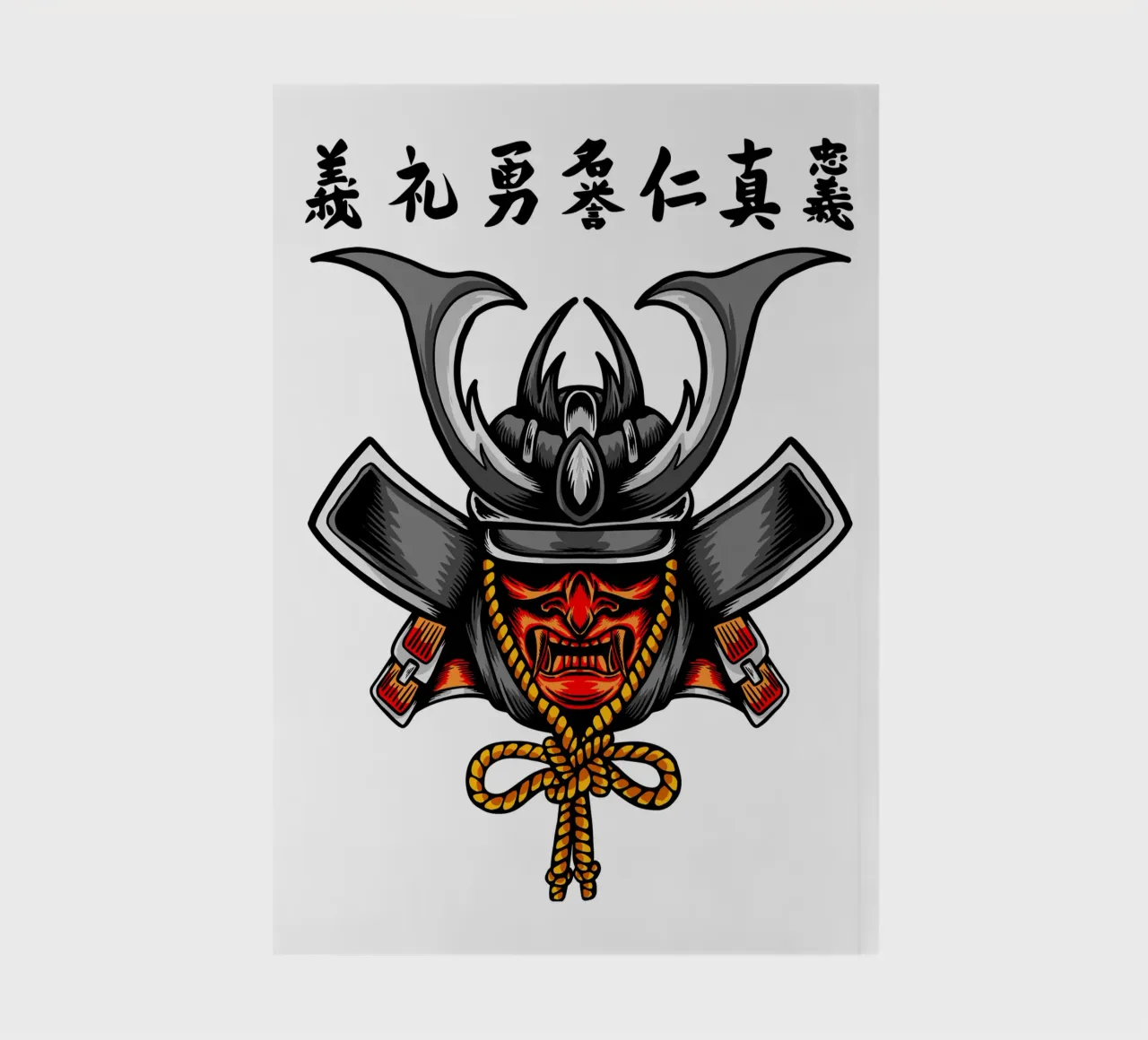 Japanese Samurai Face Art Design notebook by nirwanaart