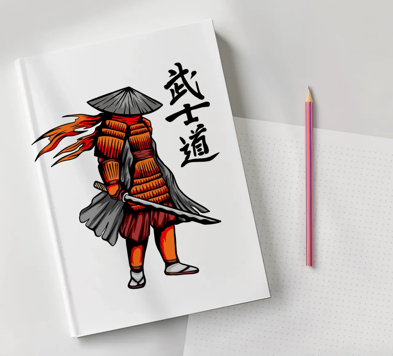 Japanese Samurai Vector Art Design notebook by nirwanaart