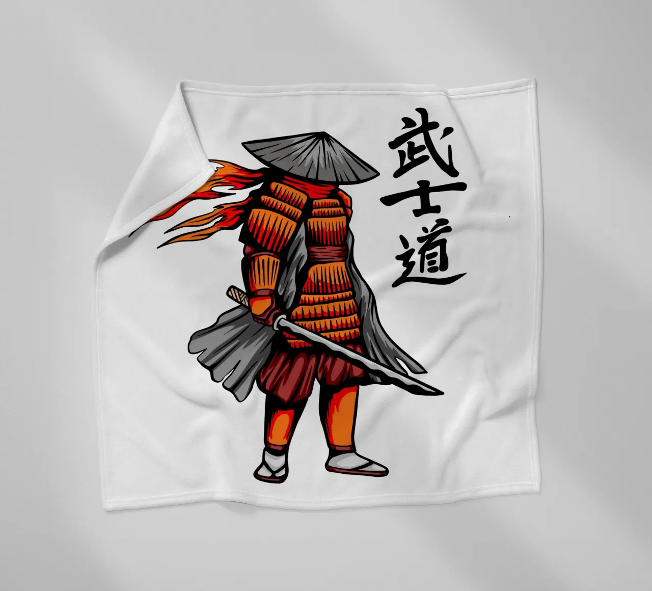 Japanese Samurai Vector Art Design fleece blanket by nirwanaart