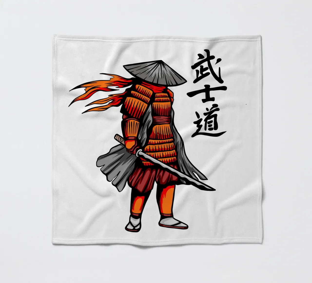 Japanese Samurai Vector Art Design fleece blanket by nirwanaart