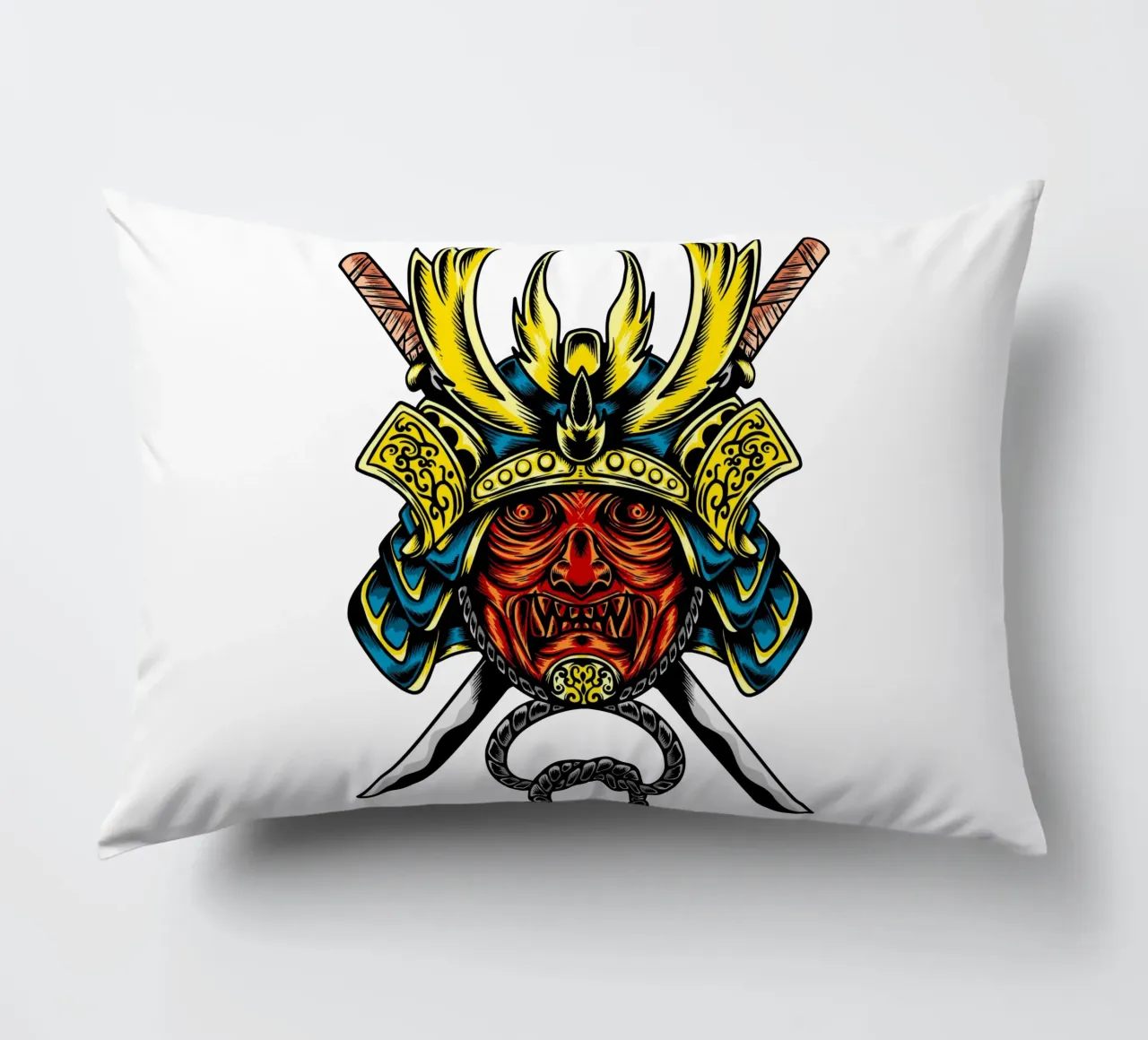 Maschera di samurai giapponese Vector Art Design cuscino da nirwanaart