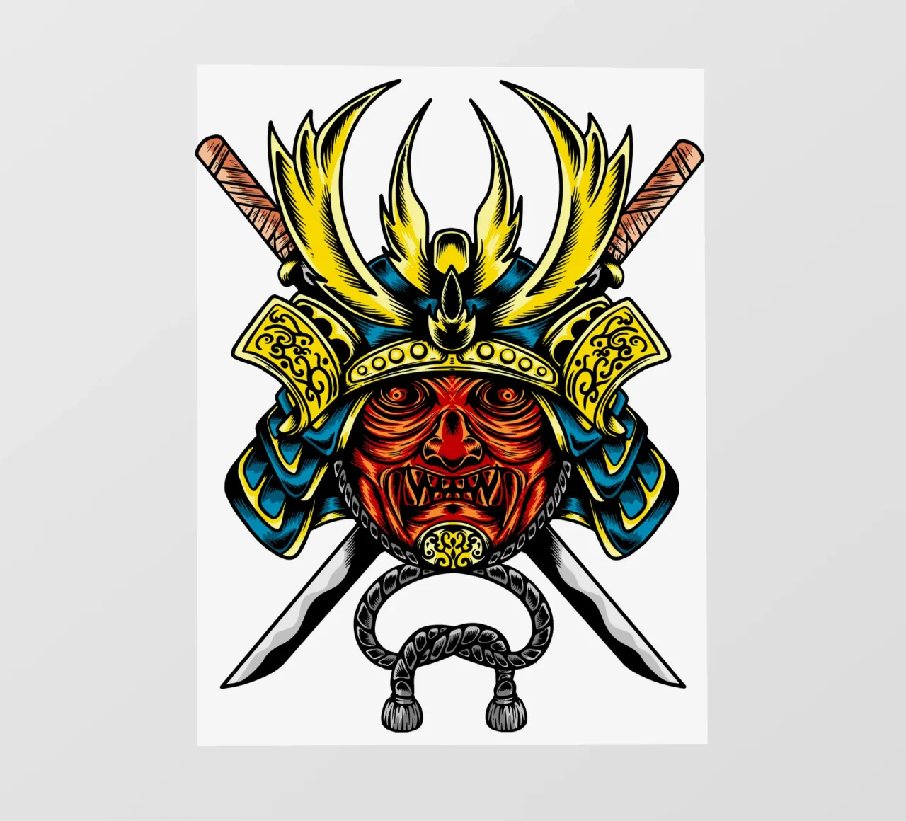 Maschera di samurai giapponese Vector Art Design telo in pvc da nirwanaart