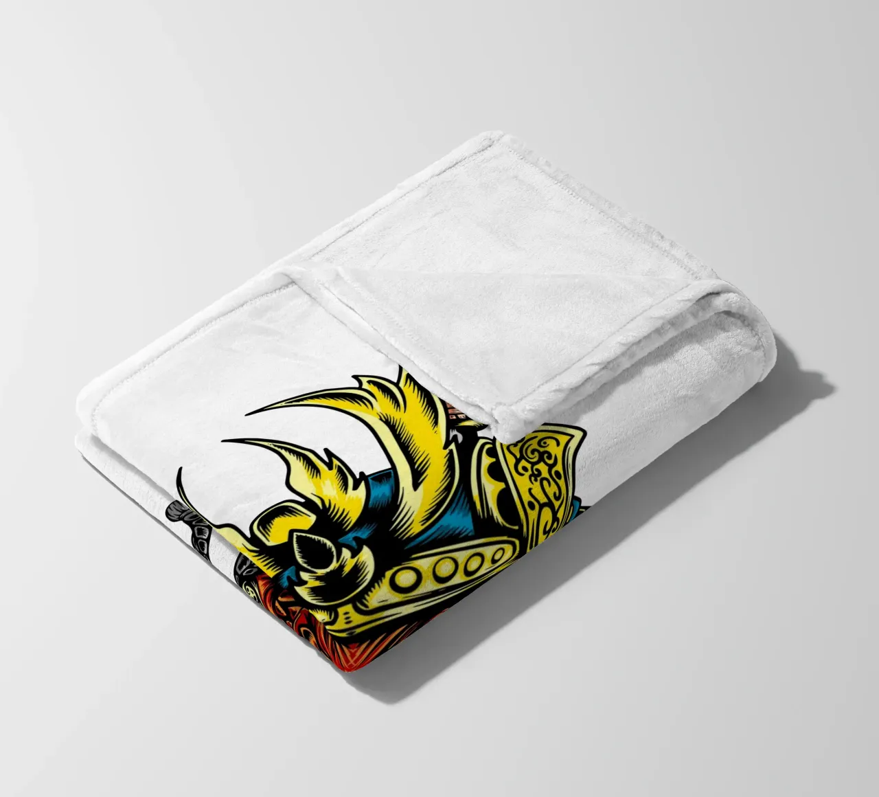 Japans Samurai Masker Vector Kunstontwerp fleecedeken van nirwanaart